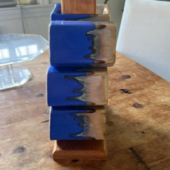 MCM Rodolfo Padilla Complete cobalt blue 6 stackingMugs and Orig holder